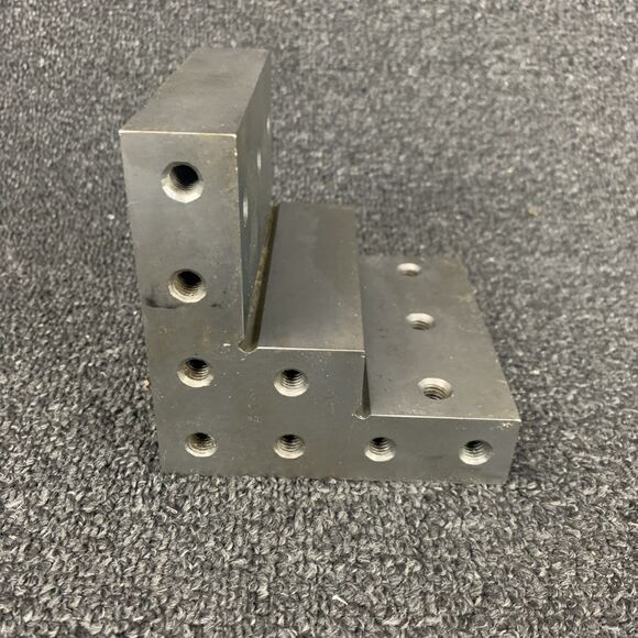 Shars Angle Plate 4x4x4x1x2" Precision Steel Ground w. Tapped Holes R} - Picture 5 of 12